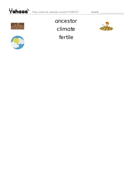 RAZ Vocabulary W: Desert People PDF three columns match words