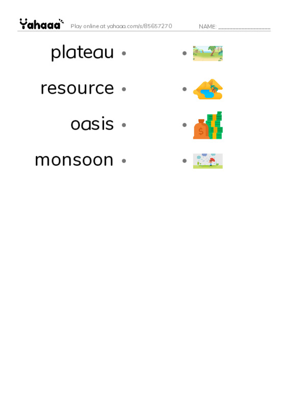 RAZ Vocabulary W: Desert People2 PDF link match words worksheet