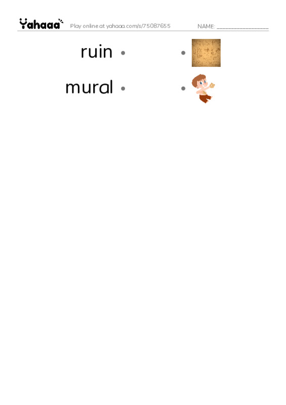 RAZ Vocabulary W: Discovery in the Americas PDF link match words worksheet