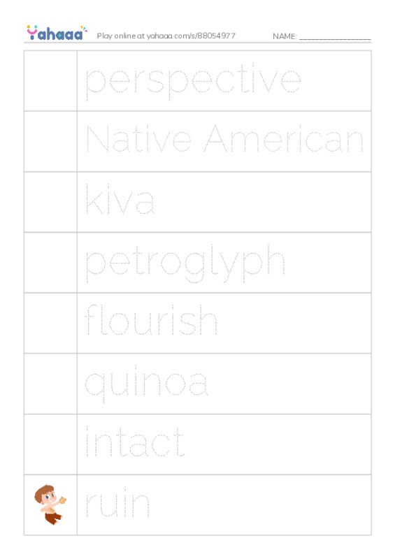 RAZ Vocabulary W: Discovery in the Americas PDF one column image words