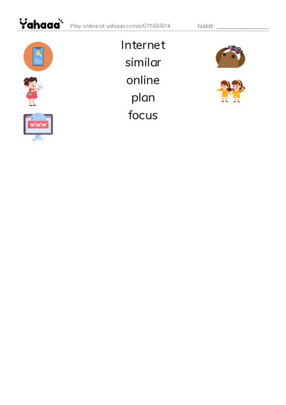 RAZ Vocabulary W: HighTech Treasure Hunt PDF three columns match words