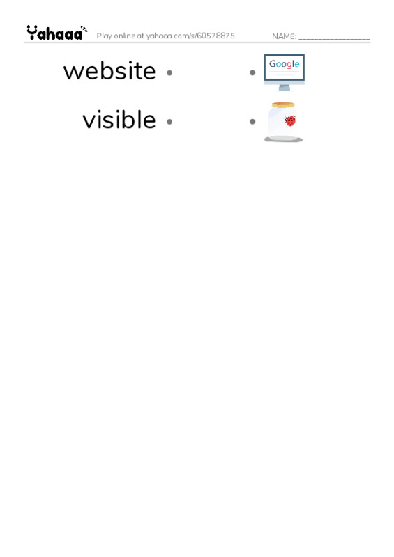 RAZ Vocabulary W: HighTech Treasure Hunt2 PDF link match words worksheet