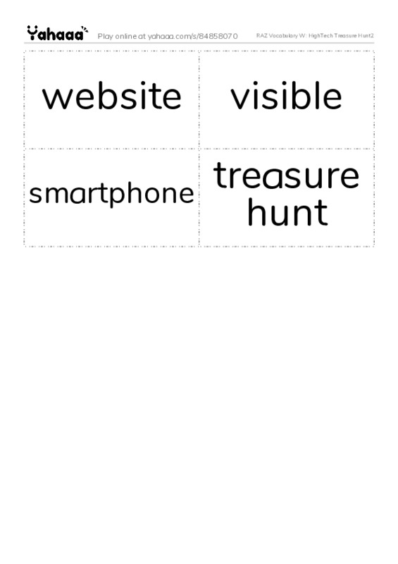 RAZ Vocabulary W: HighTech Treasure Hunt2 PDF two columns flashcards