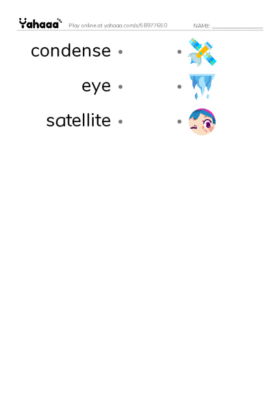 RAZ Vocabulary W: Hurricanes PDF link match words worksheet