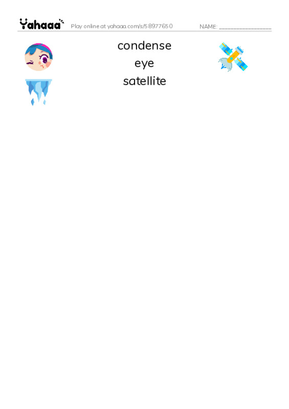 RAZ Vocabulary W: Hurricanes PDF three columns match words