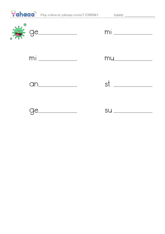 RAZ Vocabulary W: InFLUenza2 PDF worksheet writing row