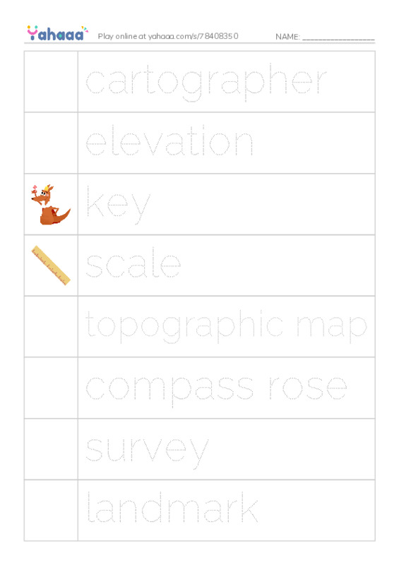 RAZ Vocabulary W: Mapping the Woods Maps and Cartography PDF one column image words