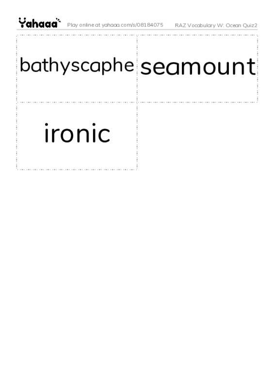 RAZ Vocabulary W: Ocean Quiz2 PDF two columns flashcards