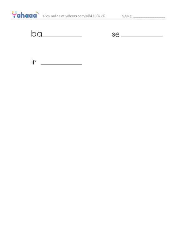 RAZ Vocabulary W: Ocean Quiz2 PDF worksheet writing row