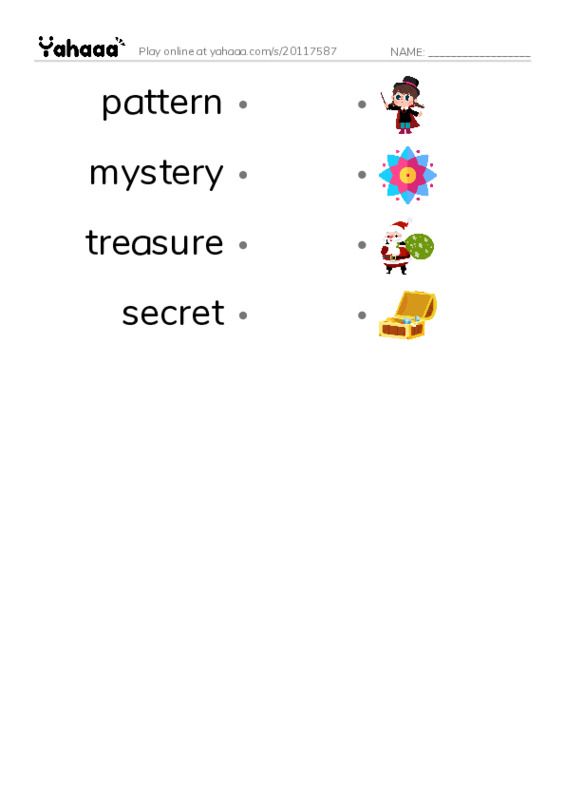 RAZ Vocabulary W: The Mystery of Granville Library PDF link match words worksheet