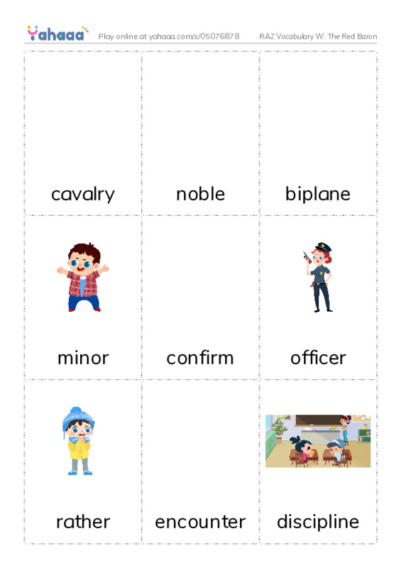 RAZ Vocabulary W: The Red Baron PDF flaschards with images