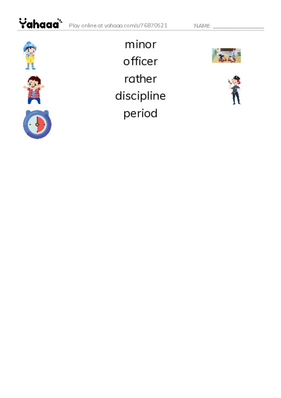 RAZ Vocabulary W: The Red Baron PDF three columns match words