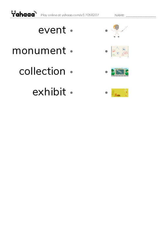 RAZ Vocabulary W: The Smithsonian Institution PDF link match words worksheet