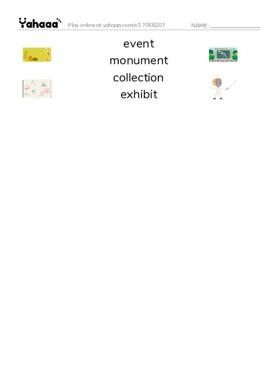 RAZ Vocabulary W: The Smithsonian Institution PDF three columns match words