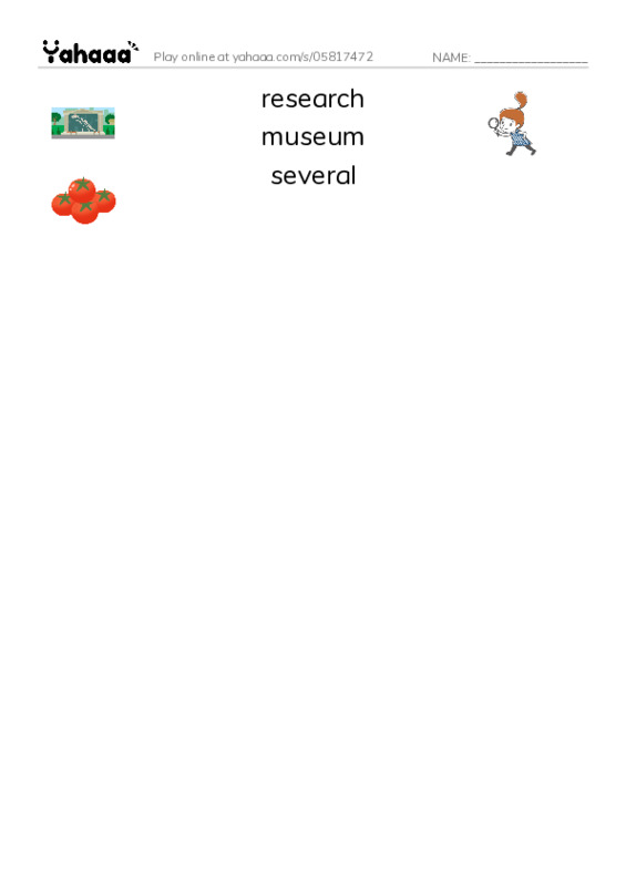 RAZ Vocabulary W: The Smithsonian Institution2 PDF three columns match words