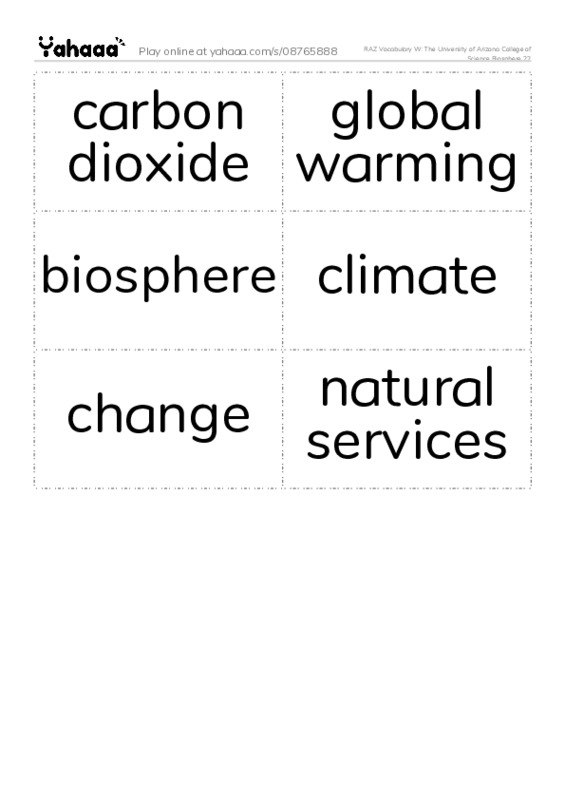 RAZ Vocabulary W: The University of Arizona College of Science Biosphere 22 PDF two columns flashcards