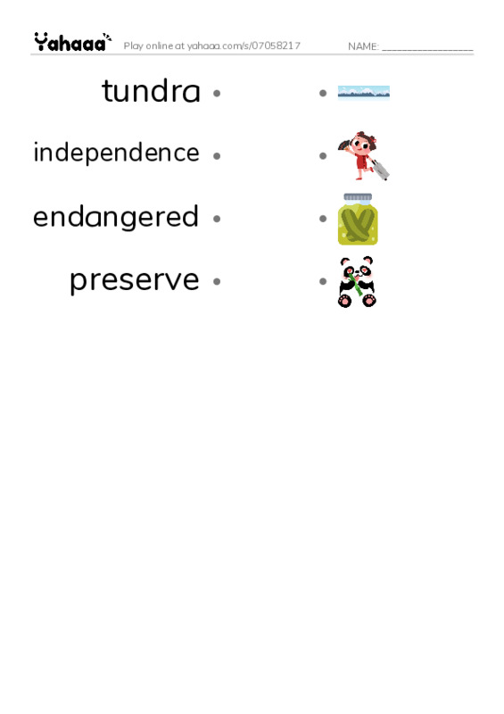 RAZ Vocabulary W: To Drill or Not to Drill PDF link match words worksheet