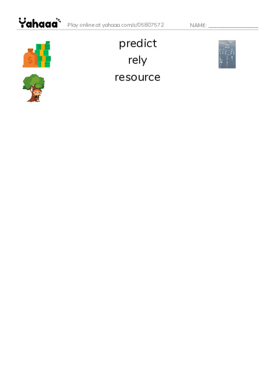 RAZ Vocabulary W: What is Water Worth PDF three columns match words