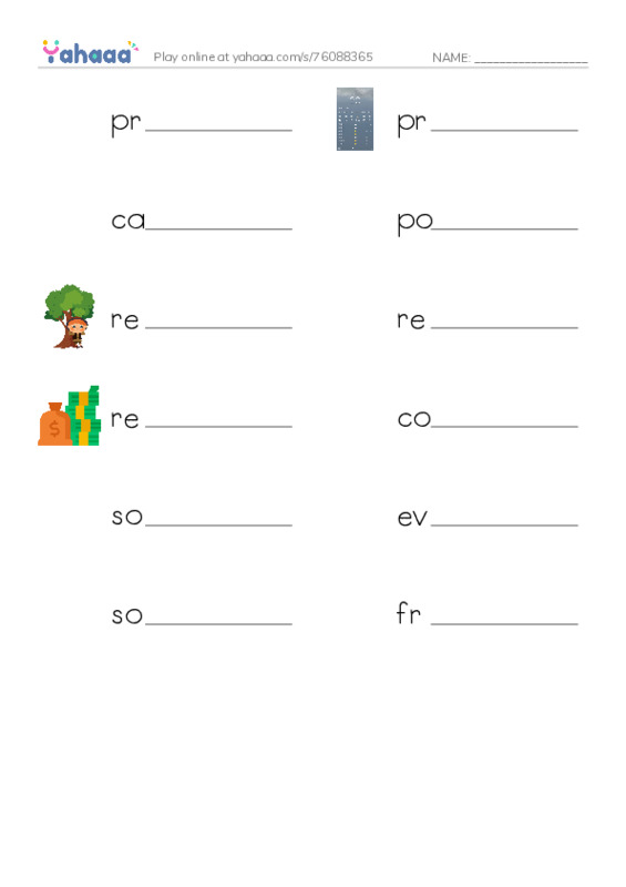 RAZ Vocabulary W: What is Water Worth PDF worksheet writing row