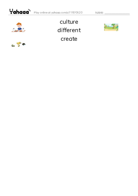 RAZ Vocabulary X: Body Art PDF three columns match words