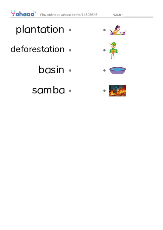 RAZ Vocabulary X: Brazil PDF link match words worksheet