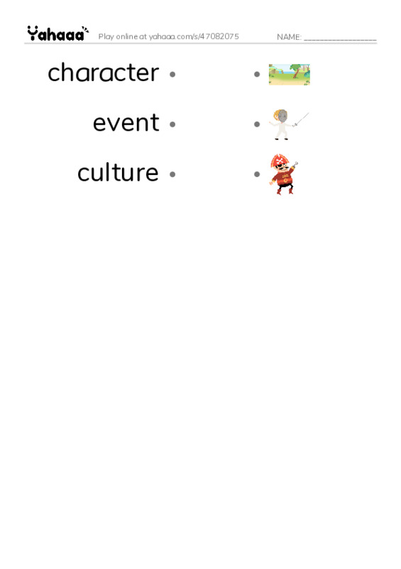 RAZ Vocabulary X: Comic Cons PDF link match words worksheet