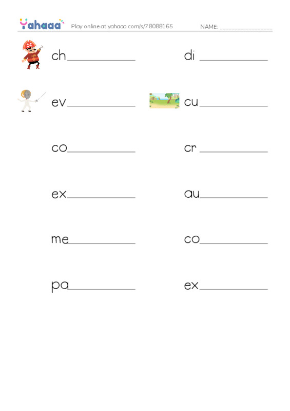 RAZ Vocabulary X: Comic Cons PDF worksheet writing row