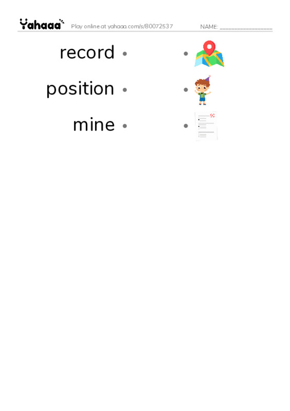 RAZ Vocabulary X: DDay2 PDF link match words worksheet