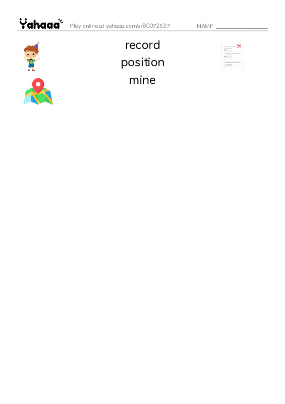 RAZ Vocabulary X: DDay2 PDF three columns match words