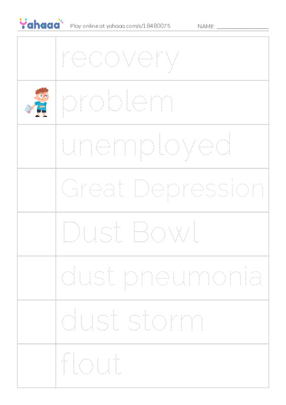 RAZ Vocabulary X: Dust Bowl Disaster2 PDF one column image words