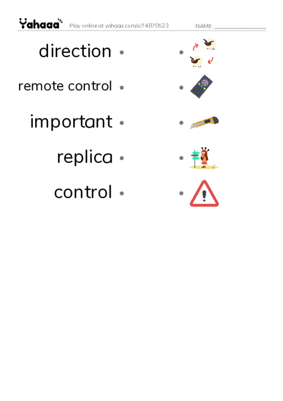 RAZ Vocabulary X: Fun By Remote Control PDF link match words worksheet