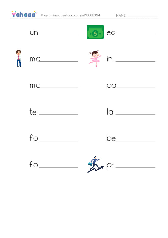 RAZ Vocabulary X: Malik Had a House PDF worksheet writing row