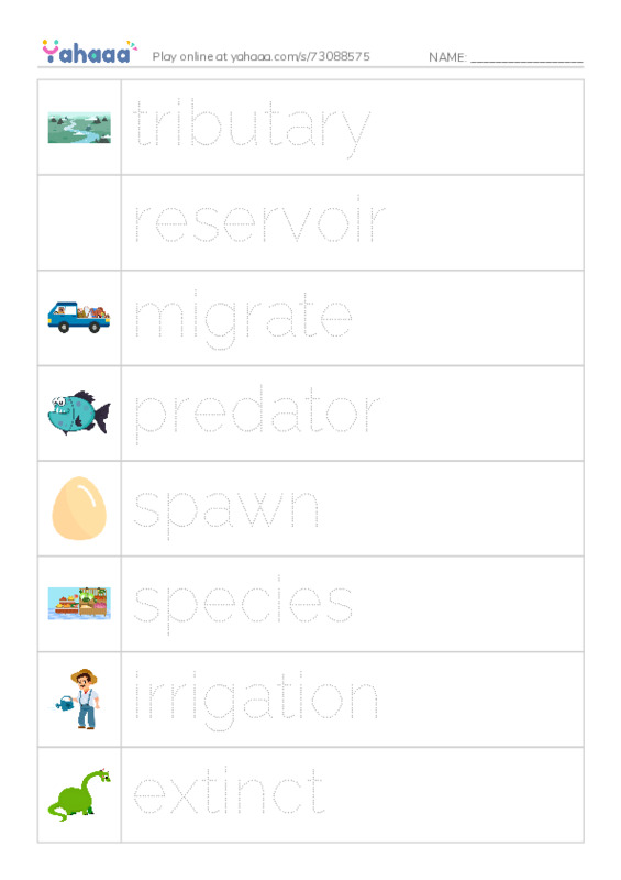 RAZ Vocabulary X: Saving the Salmon PDF one column image words