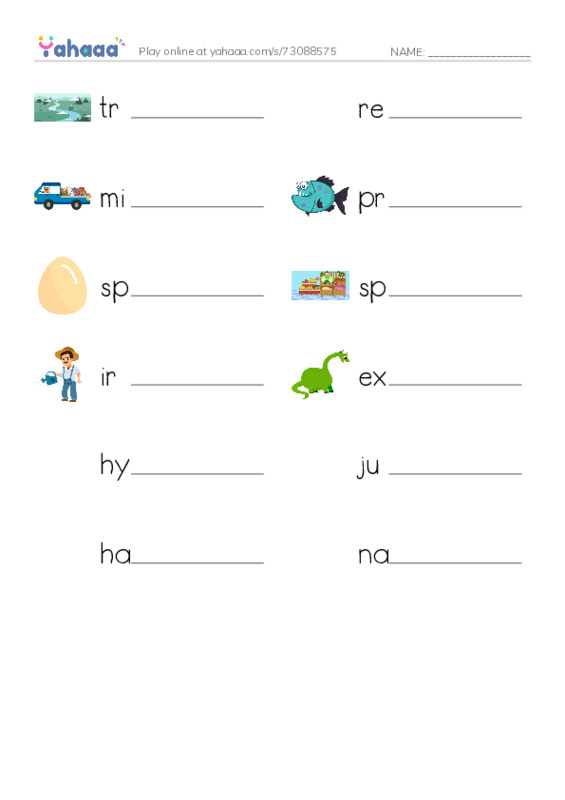 RAZ Vocabulary X: Saving the Salmon PDF worksheet writing row