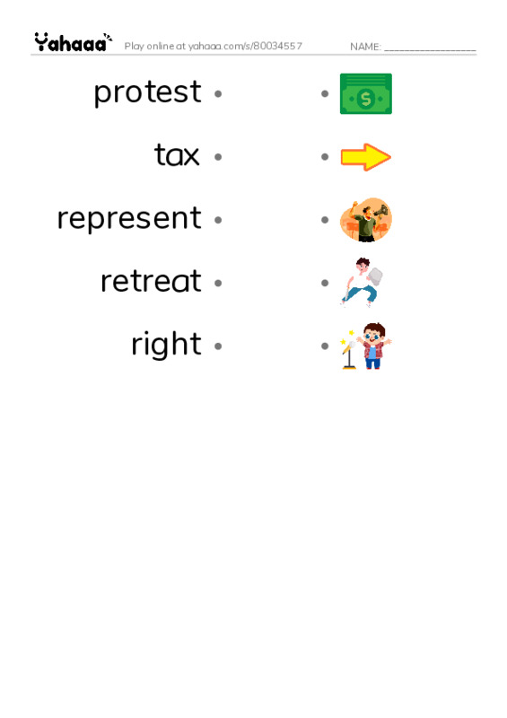 RAZ Vocabulary X: Seeds of Revolution(1) PDF link match words worksheet