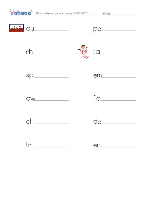 RAZ Vocabulary X: Takehitos Tango PDF worksheet writing row