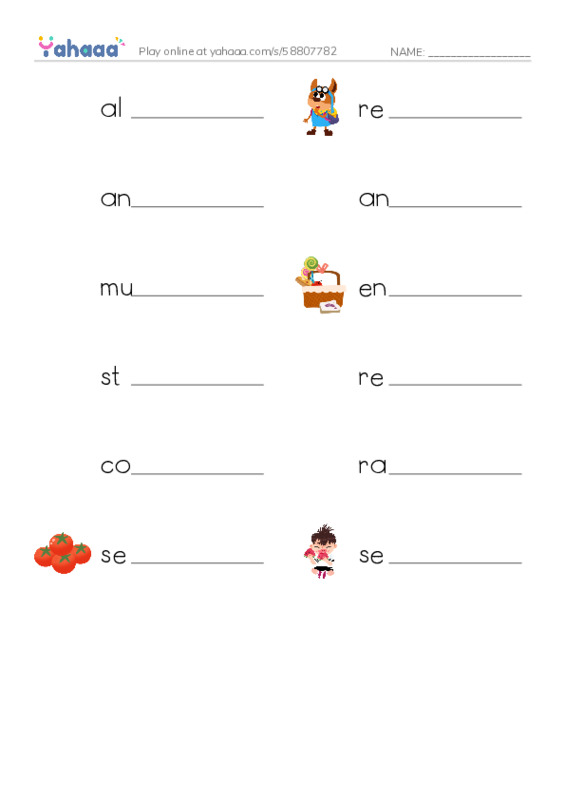 RAZ Vocabulary X: The Algonquins PDF worksheet writing row