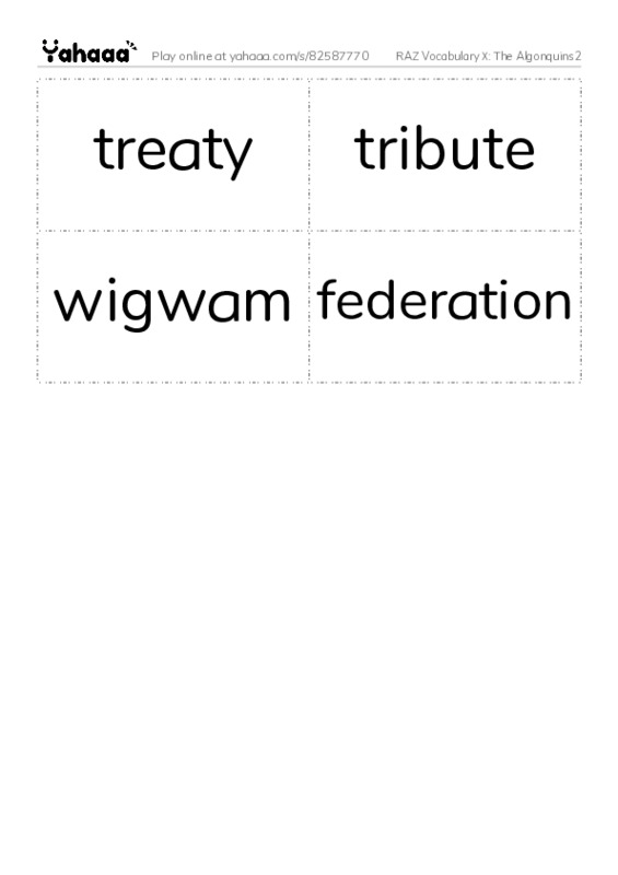 RAZ Vocabulary X: The Algonquins2 PDF two columns flashcards