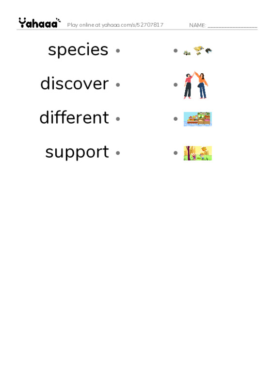 RAZ Vocabulary X: The Amazing Amazon PDF link match words worksheet