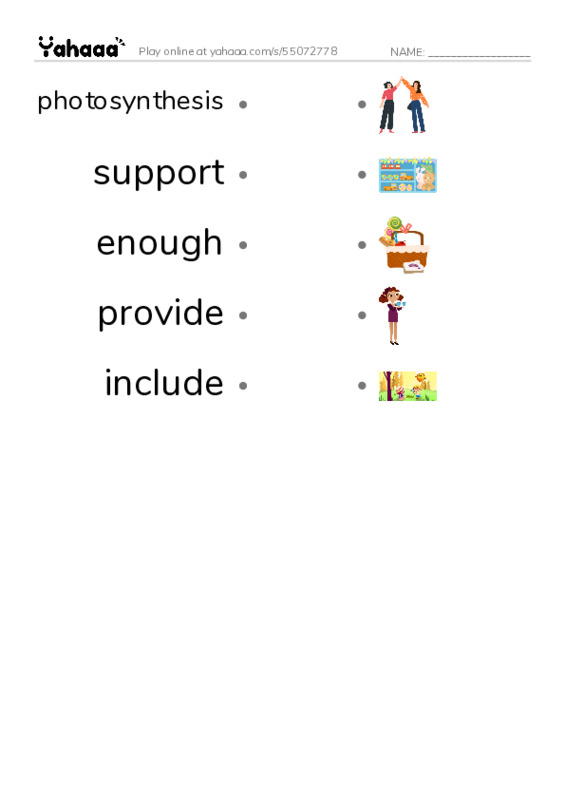 RAZ Vocabulary X: The Amazing Undersea Food Web PDF link match words worksheet