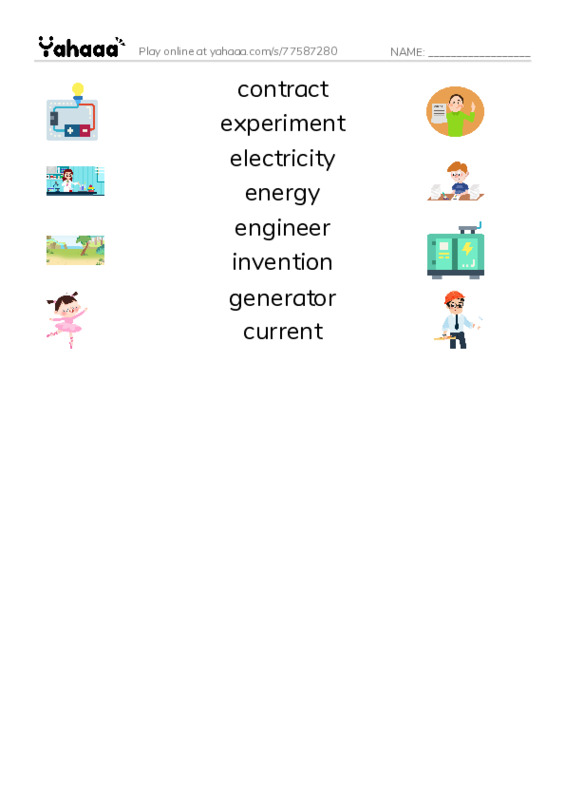 RAZ Vocabulary X: The Genius of Tesla PDF three columns match words