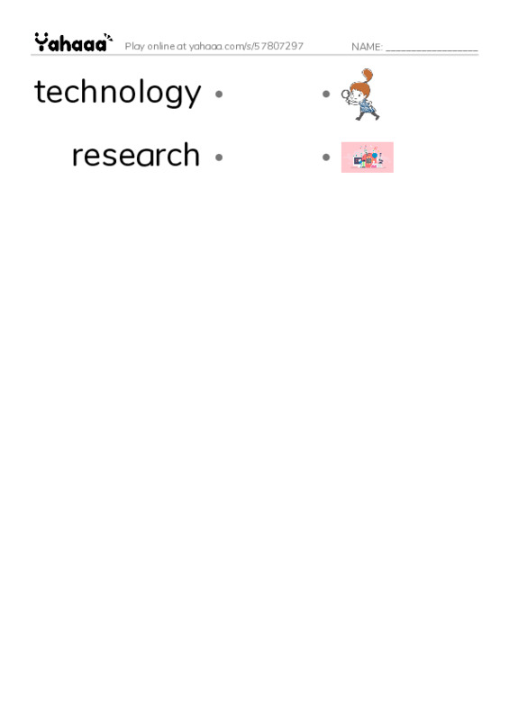 RAZ Vocabulary X: The Genius of Tesla2 PDF link match words worksheet