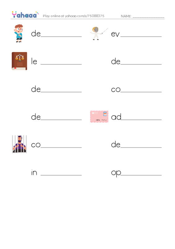 RAZ Vocabulary X: The Gettysburg Address PDF worksheet writing row