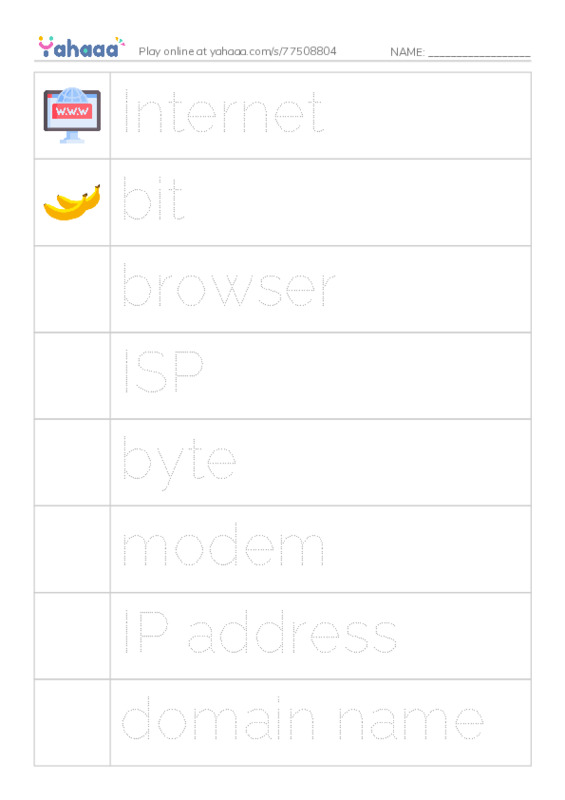 RAZ Vocabulary X: The Internet PDF one column image words