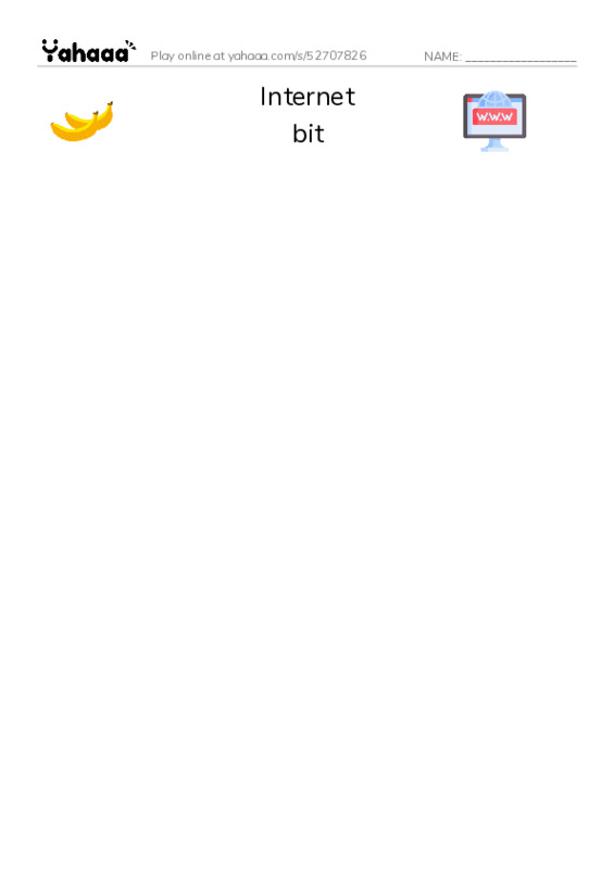 RAZ Vocabulary X: The Internet PDF three columns match words