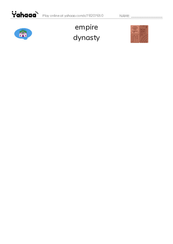 RAZ Vocabulary X: The Mongol Empire PDF three columns match words