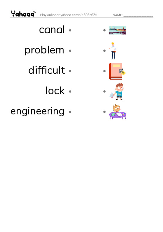 RAZ Vocabulary X: The Panama Canal PDF link match words worksheet