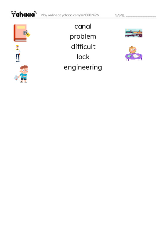 RAZ Vocabulary X: The Panama Canal PDF three columns match words