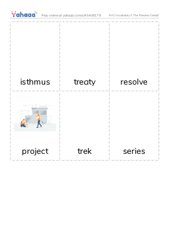 RAZ Vocabulary X: The Panama Canal2 PDF flaschards with images