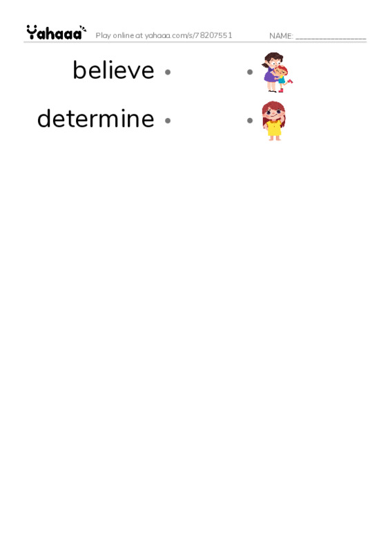 RAZ Vocabulary X: The School Versus James Holt PDF link match words worksheet